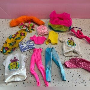 Vintage Barbie 90s Outfit & Clothes Lot Mermaid, Flamingo, Baseball, Ken & Denim